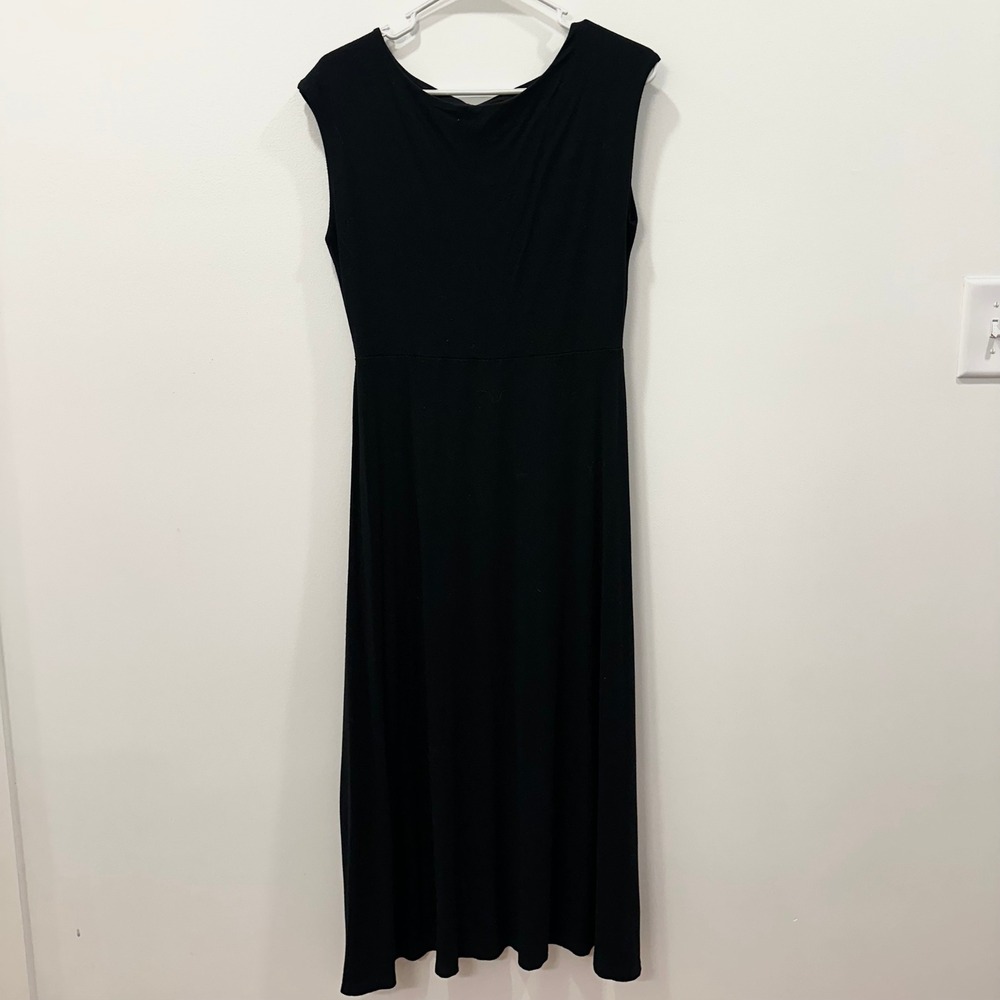 Banana Republic Black Sleeveless Midi Dress‎ Fit & Flare Jersey LBD Size S Work